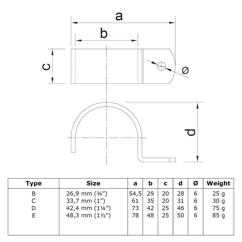 Doos Kapbeugel - zwart-D / 42,4 mm (80 stuks)